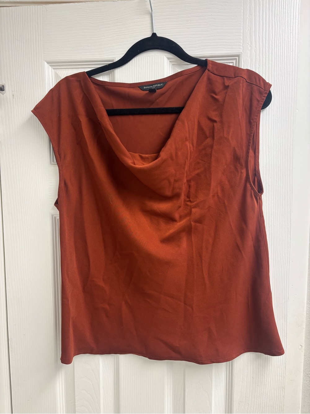 Banana Republic Rust-Orange Cowl Neck Sleeveless Blouse
